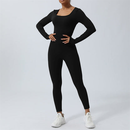 Mythstone Women Long Sleeve Backless Jumpsuit Sports Fitness Yoga Bodysuit