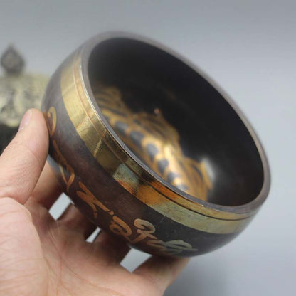 Mythstone Tibetan Meditation Bowl for Healing and Mindfulness Om Mani Padme Hum Singing Bowl