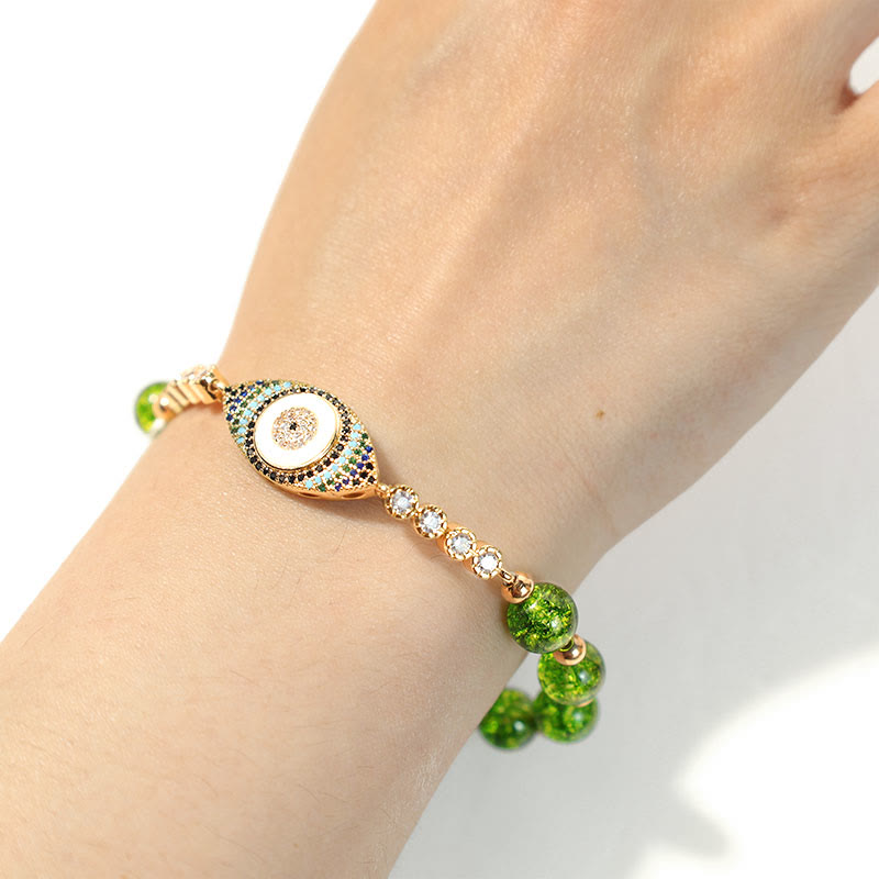 MythStone Natural Peridot Evil Eye Abundance Bracelet