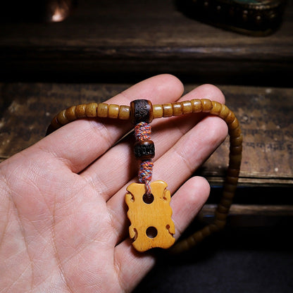 Mythstone Tibet 108 Mala Beads Yak Bone Amber Balance Bracelet