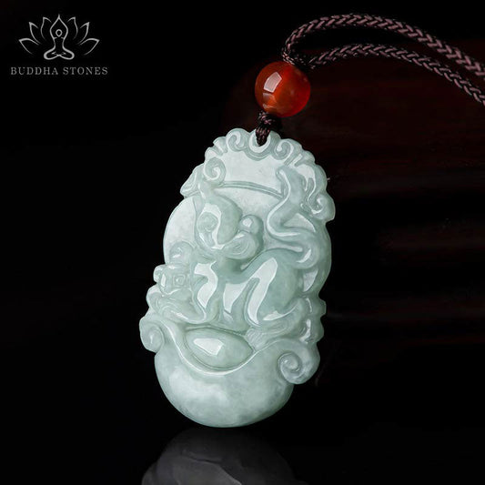 Mythstone Natural Jade 12 Chinese Zodiac Sucess Pendant Necklace Necklaces & Pendants Mythstone main