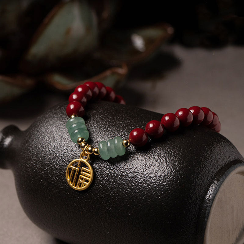 Mythstone Cinnabar Green Aventurine Luck Blessing Bracelet