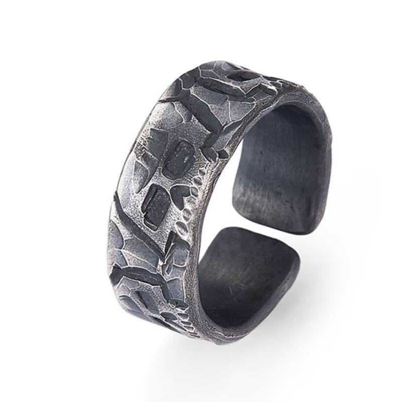 Mythstone 999 Sterling Silver Skeleton Pattern Handmade Blessing Ring