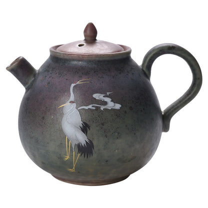 Tetera de cerámica para té chino Gongfu con forma de nube y grulla blanca Mythstone 