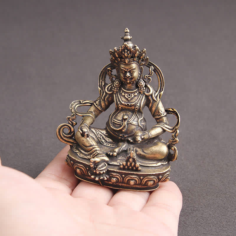 Mythstone Yellow Jambhala Bodhisattva Figurine Serenity Copper Statue Decoration