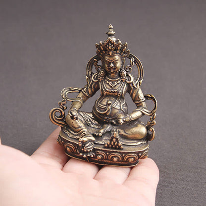 Mythstone Yellow Jambhala Bodhisattva Figurine Serenity Copper Statue Decoration