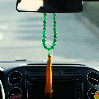 Mythstone Natural Green Agate Wrist Mala Power Tassels Pocket Mala Car Decoration