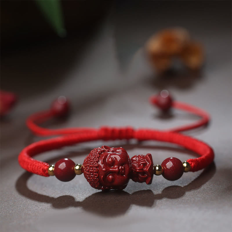 Mythstone Chinese Zodiac Natal Buddha Cinnabar Amulet Blessing String Bracelet