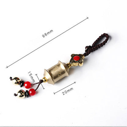 Mythstone Feng Shui Yin Yang Bagua Wenchang Pen Pagoda Prayer Wheel Keychain