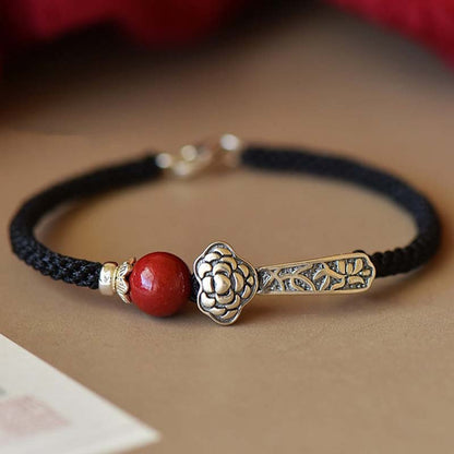 Mythstone 925 Sterling Silver Cinnabar Blessing String Bracelet