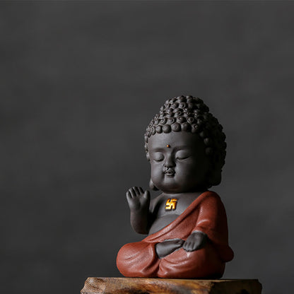 Mythstone Small Buddha Serenity Purple Clay Home Desk Decoration