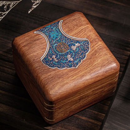 Mythstone Antique Flower Leaf Handmade Rosewood Jewelry Storage Box Wooden Gift Organizer Box