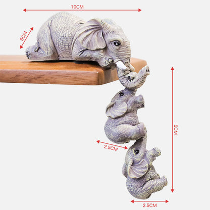 Mythstone 3pcs Feng Shui Elephant Sitter Figurines Wealth Figurine Home Decoration