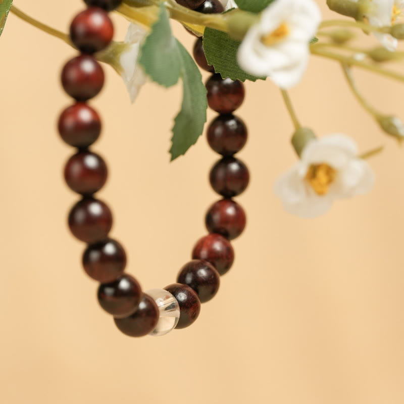 Mythstone Small Leaf Red Sandalwood White Crystal Protection Bracelet