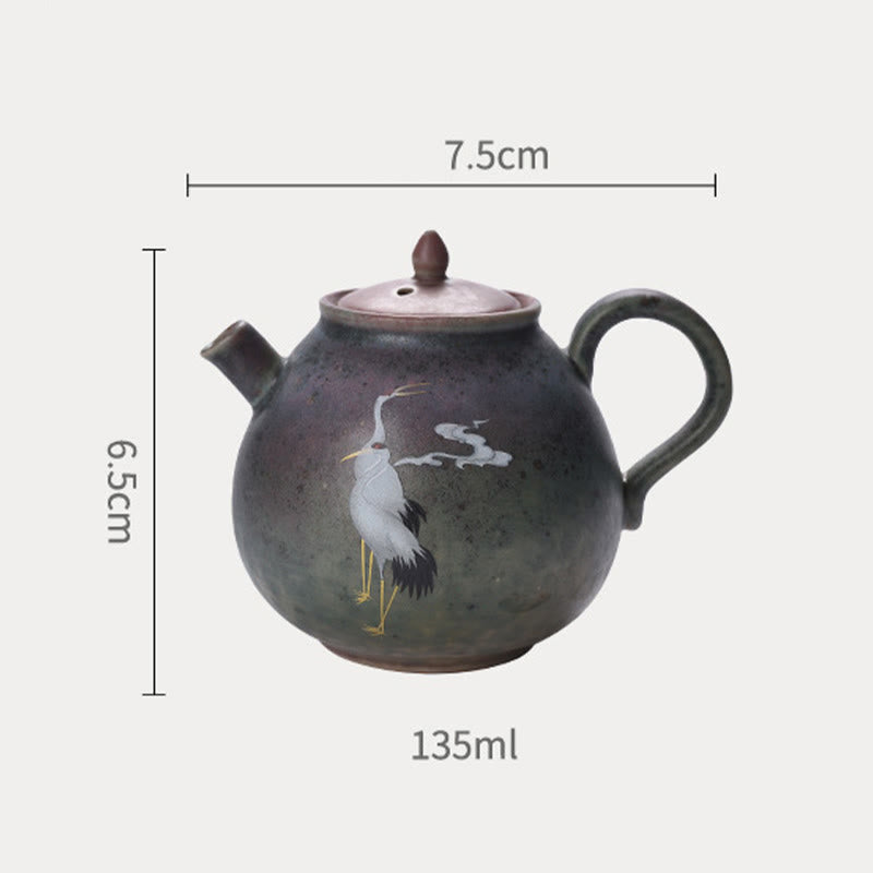 Tetera de cerámica para té chino Gongfu con forma de nube y grulla blanca Mythstone 