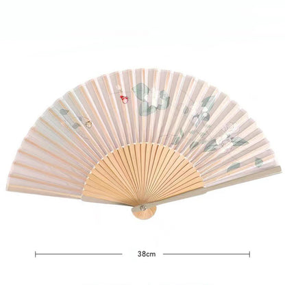 Mythstone Lotus Begonia Flower Jasmine Handheld Bamboo Folding Fan 21cm