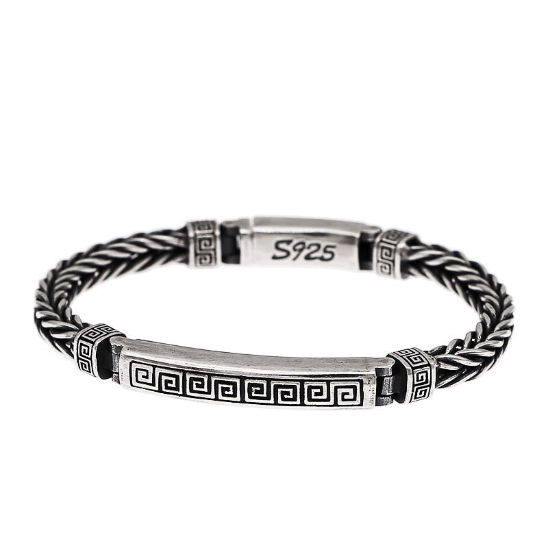 Mythstone Swastika Pattern Engraved Luck Bracelet