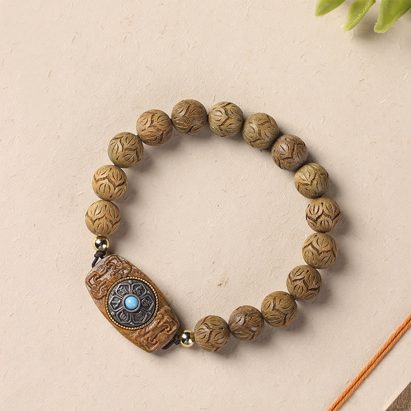 Mythstone Green Sandalwood Ebony Wood Sandalwood Om Mani Padme Hum Soothing Bracelet