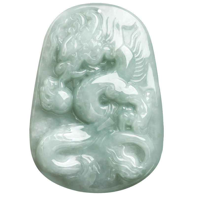 Mythstone Chinese Zodiac Flying Dragon Jade Protection Necklace String Pendant