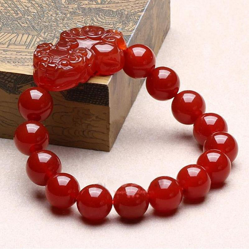 Mythstone Red Agate Lucky Pixiu Wealth Luck Bracelet