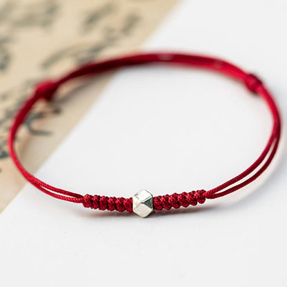 Mythstone 925 Sterling Silver Luck Bead Protection Red String Braided Bracelet