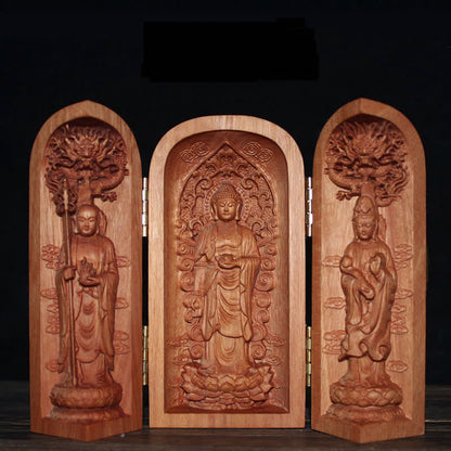 Mythstone Avalokitesvara Kwan Yin Buddha Cherry Wood Compassion Home Decoration Altar