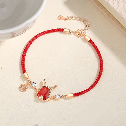 Mythstone 925 Sterling Silver Year of the Dragon Natural Red Agate Dragon Attract Fortune Fu Character Strength Bracelet Necklace Pendant Earrings