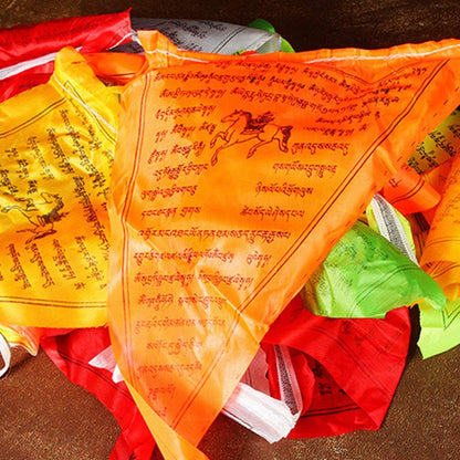 Mythstone Tibetan Blessing Outdoor 25 Pcs Triangle Prayer Flag Decoration