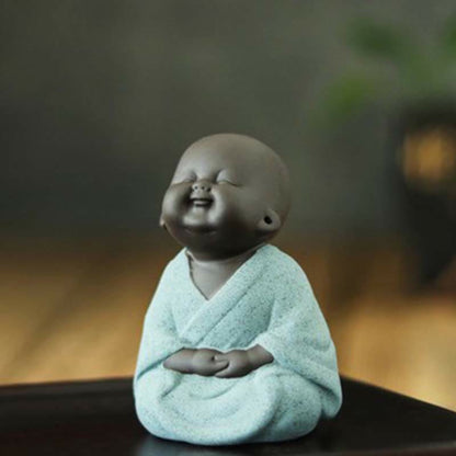 Mythstone Always Smiling Laughing Buddha Wealth Luck Purple Clay Maitreya Statue Decoration