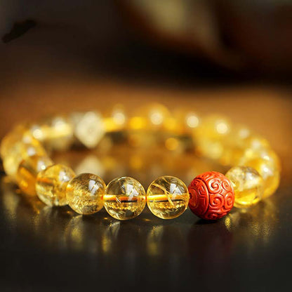 Mythstone Chinese Zodiac Natal Buddha Citrine Cinnabar Blessing Bracelet