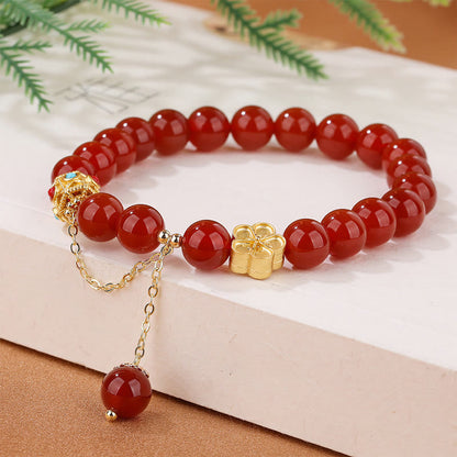 Mythstone Natural Red Agate White Agate Peach Blossom Self-acceptance Bracelet