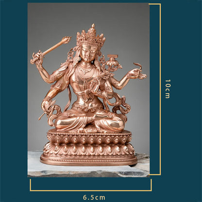 Estatua decorativa de cobre Serenity de la figura del Bodhisattva Manjusri de cuatro brazos de Mythstone 