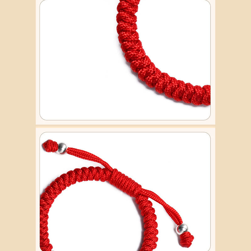 Pulsera trenzada hecha a mano para niños con dije de candado chino en plata de ley 925 de Mythstone con hilo rojo multicolor