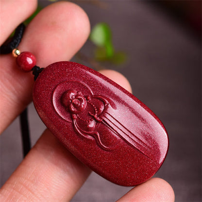 Mythstone Laughing Buddha Yin Yang Chinese Zodiac Gourd Natural Cinnabar Blessing Necklace Pendant