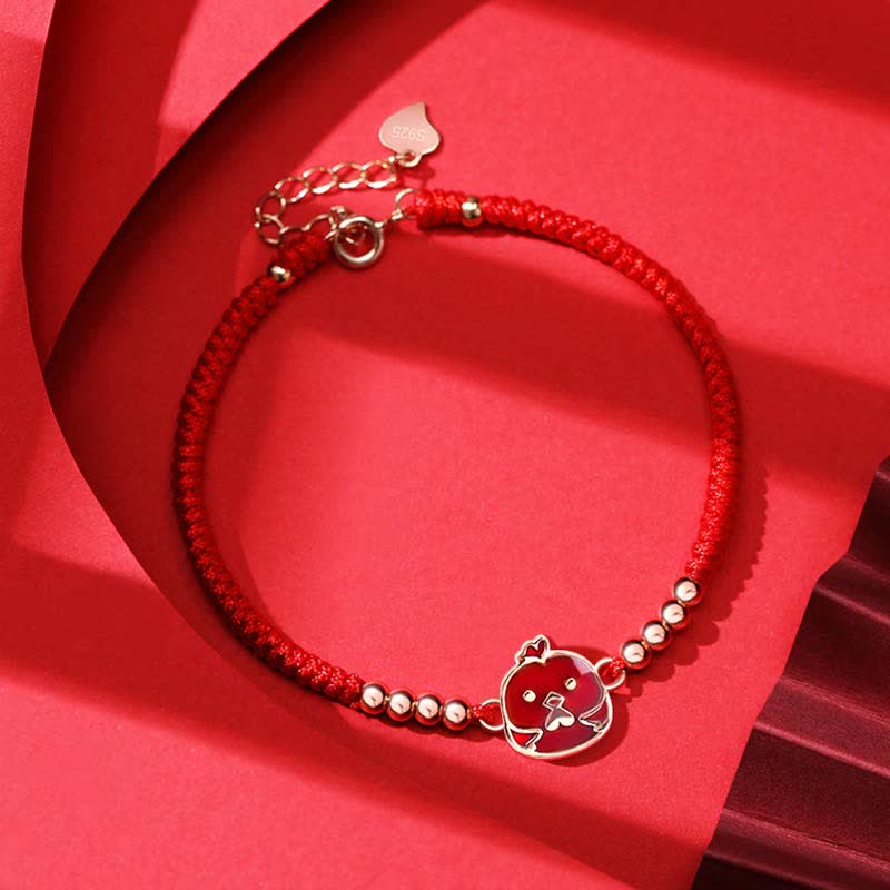 Mythstone 925 Sterling Silver Chinese Zodiac Luck Faith Discolor Red String Bracelet