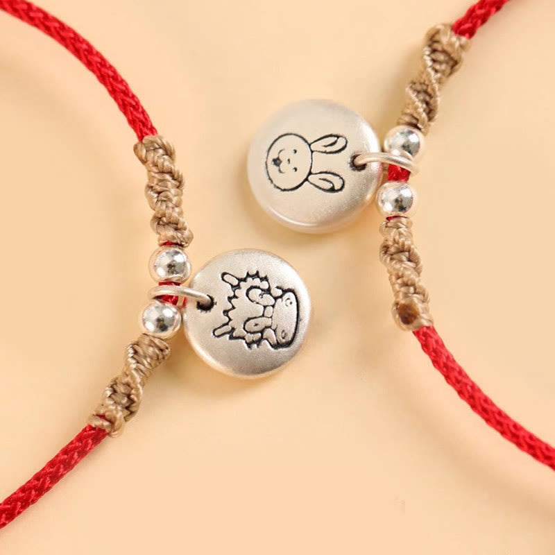 Pulsera trenzada con el signo de la suerte del año del dragón chino hecha a mano en plata de ley 999 de Mythstone 