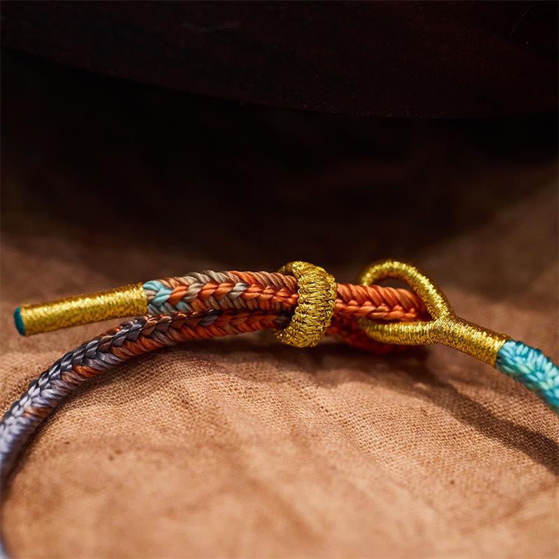 Mythstone Colorful Rope Eight Thread Peace Knot Luck Handmade Bracelet