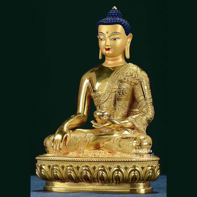 Mythstone Buddha Shakyamuni Figurine Enlightenment Copper Statue Home Offering Decoration