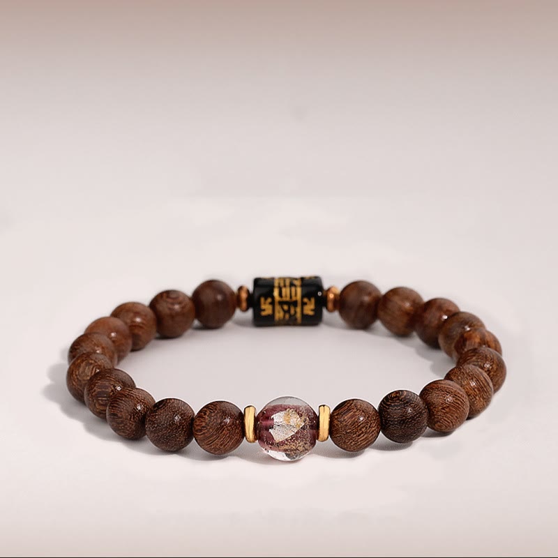 Mythstone Tibetan Sandalwood Om Mani Padme Hum Swastika Healing Bracelet