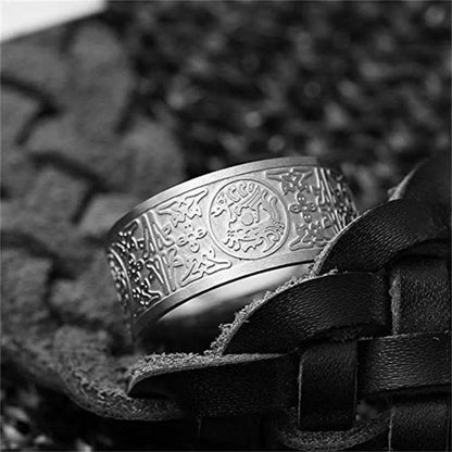 Mythstone Four Guardian Beast Dragon White Tiger Suzaku Basalt Carved Success Luck Ring