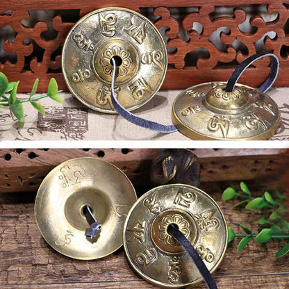 Mythstone Tibetan Tingsha Bell Six True Words Dragon Copper Balance Decoration With Bag