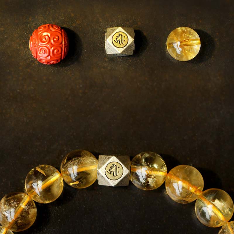 Mythstone Chinese Zodiac Natal Buddha Citrine Cinnabar Blessing Bracelet