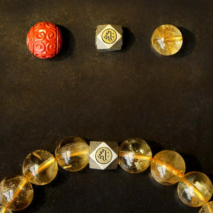 Mythstone Chinese Zodiac Natal Buddha Citrine Cinnabar Blessing Bracelet