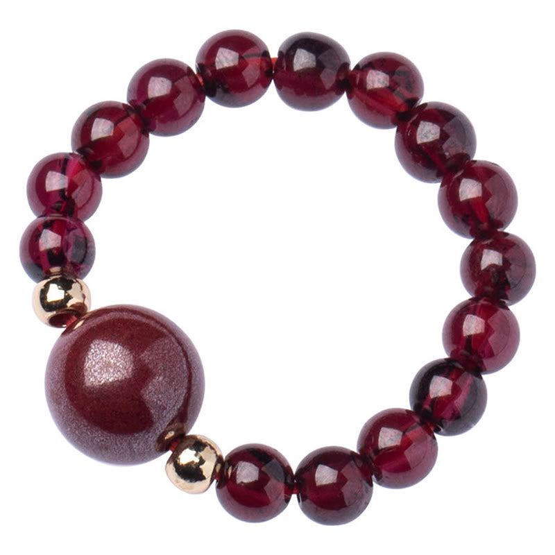 Mythstone Garnet Cinnabar Lucky Bead PiXiu Om Mani Padme Hum Rose Protection Ring