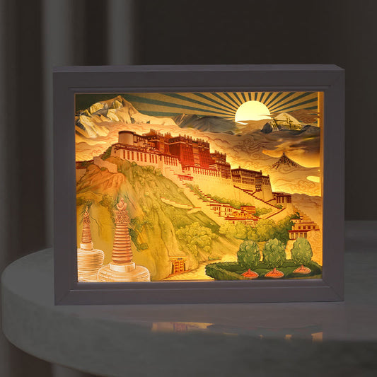 Mythstone Tibet Potala Palace Paper LED Carving Lamp Art Night Lights Creative LED Table Lamp