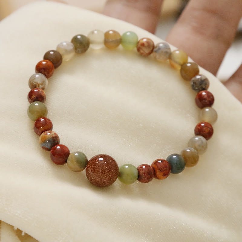 Mythstone Natural Stone Sea Sediment Jasper Agate Protection Bracelet