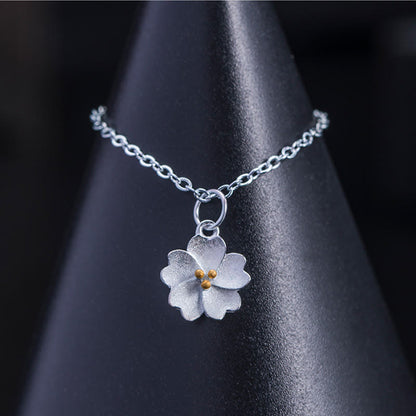 Mythstone 925 Sterling Silver Cherry Blossom Flower Blessing Necklace Pendant