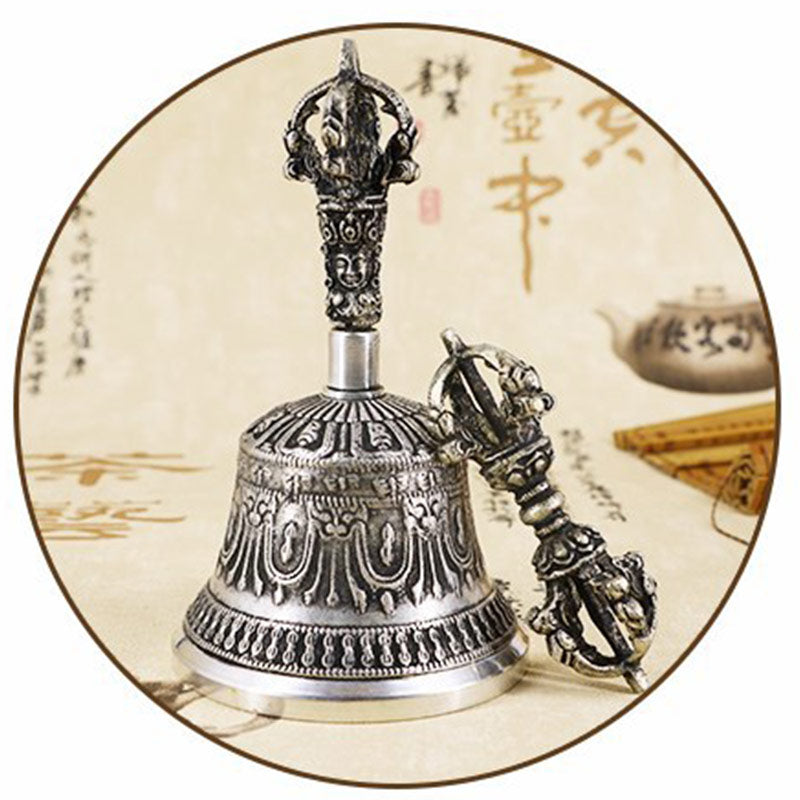 Mythstone Tibetan Meditation Bell and Vajra Dorje Copper Decoration Set