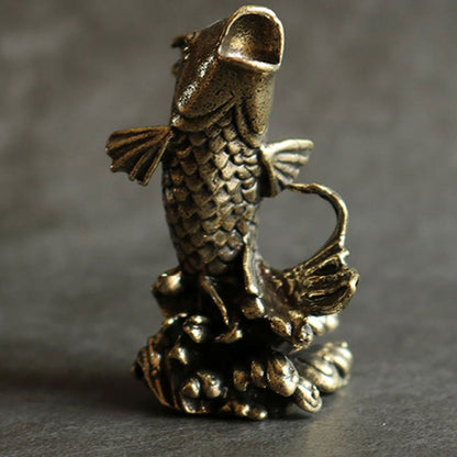 Mythstone Handmade Small Koi Fish Copper Wealth Home Decoration