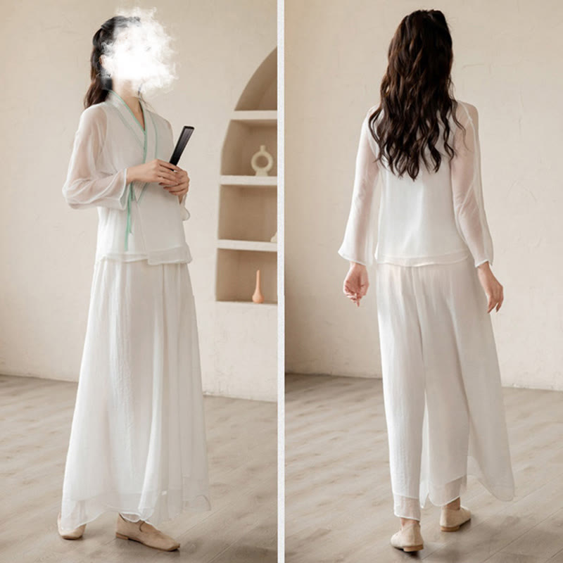 Mythstone Retro Prayer Zen Spiritual Meditation Practice Chiffon Clothing Women's Set